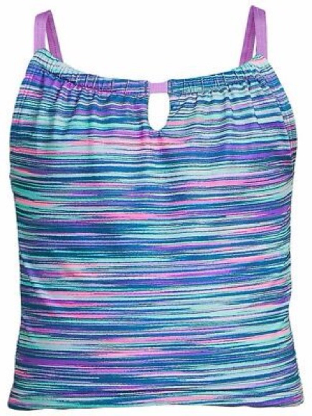 Lands' End Girl's Keyhole Tankini Swim Top - Size 6 Orchid Ice Space Dye
